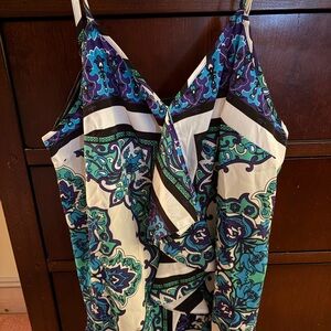 Lane Bryant Blue and Green Patterned Tank Top